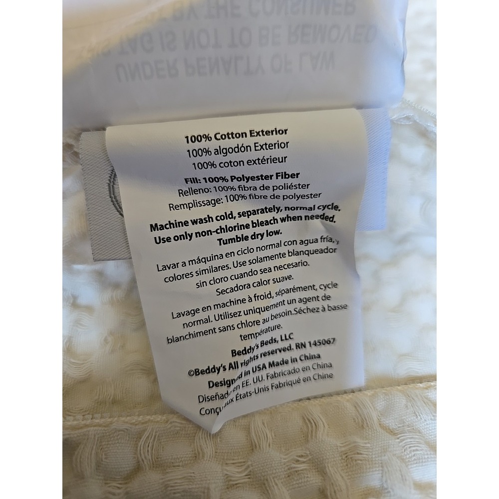 Beddy's Luxe Seersucker Shams Covers Neutral Beige Thick Cotton Luxury Set Of 4 - Picture 4 of 5